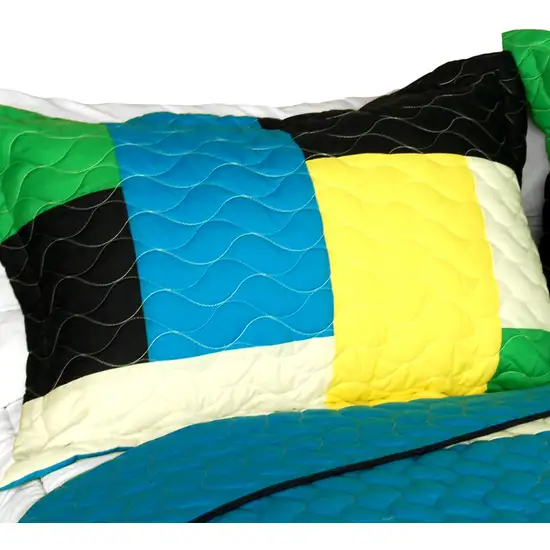 Soul Soup -  3PC Vermicelli-Quilted Patchwork Quilt Set (Full/Queen Size) Photo 2