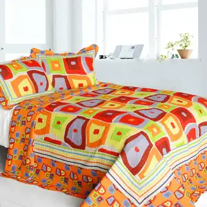 Photo of Sparks Fly - Cotton 3PC Vermicelli-Quilted Striped Printed Quilt Set (Full/Queen Size)