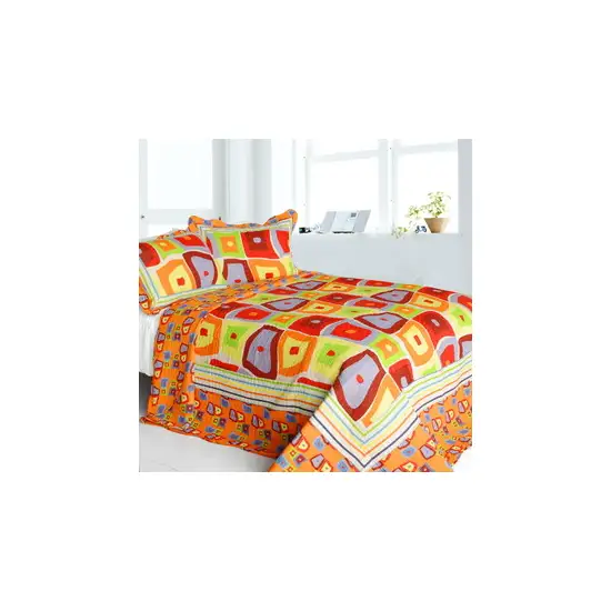 Sparks Fly -  Cotton 3PC Vermicelli-Quilted Striped Printed Quilt Set (Full/Queen Size) Photo 2