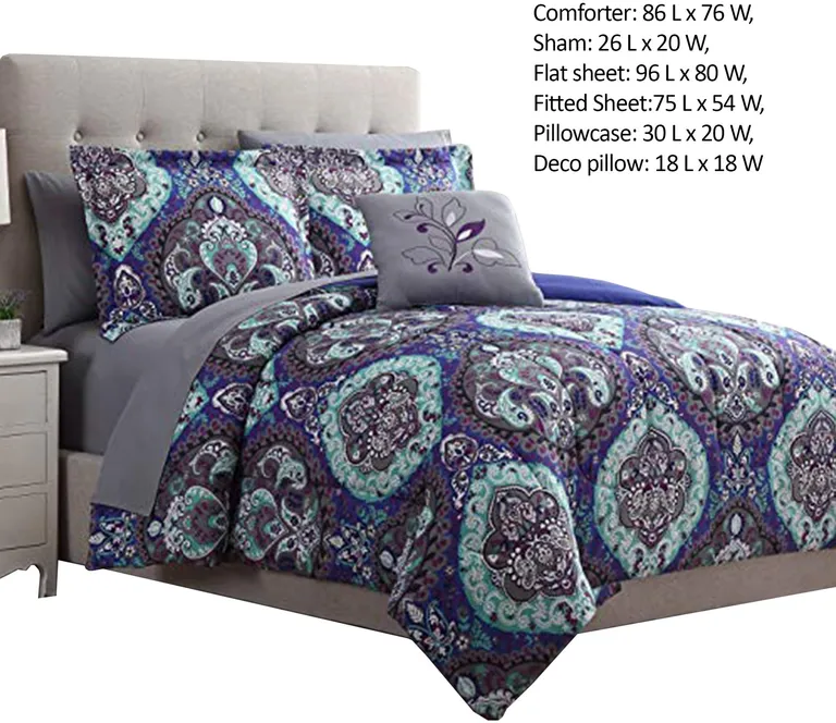 Split 8 Piece Reversible Printed Full Size Complete Bed Set The Urban Port Photo 2