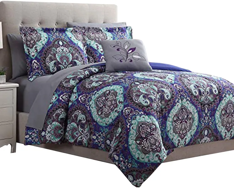 Split 8 Piece Reversible Printed Full Size Complete Bed Set The Urban Port Photo 1