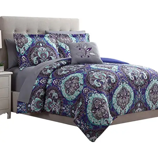 Split 8 Piece Reversible Printed Full Size Complete Bed Set The Urban Port Photo 1