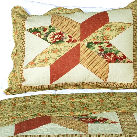 Star in My Heart -  Cotton 3PC Vermicelli-Quilted Patchwork Quilt Set (Full/Queen Size) Photo 3