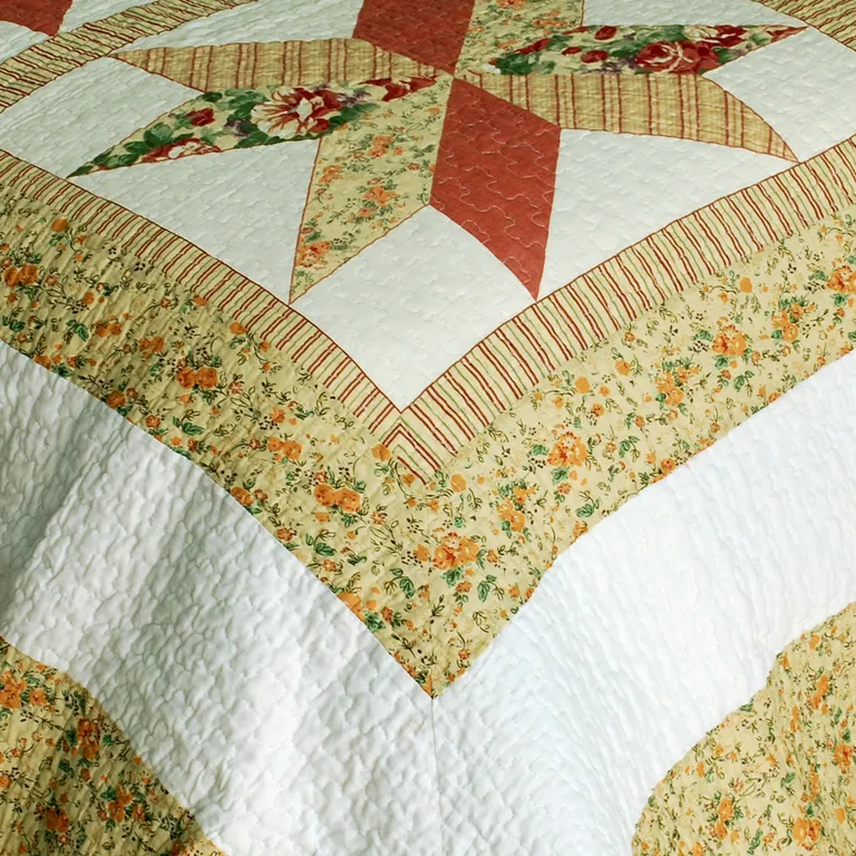 Star in My Heart - Cotton 3PC Vermicelli-Quilted Patchwork Quilt Set (Full/Queen Size) Photo 4