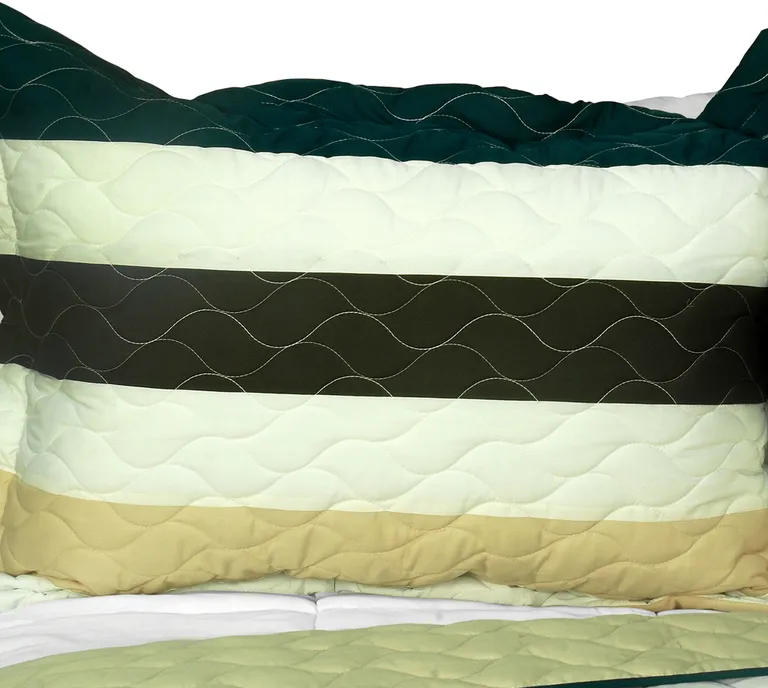 Stella Wish - 3PC Vermicelli-Quilted Patchwork Quilt Set (Full/Queen Size) Photo 1