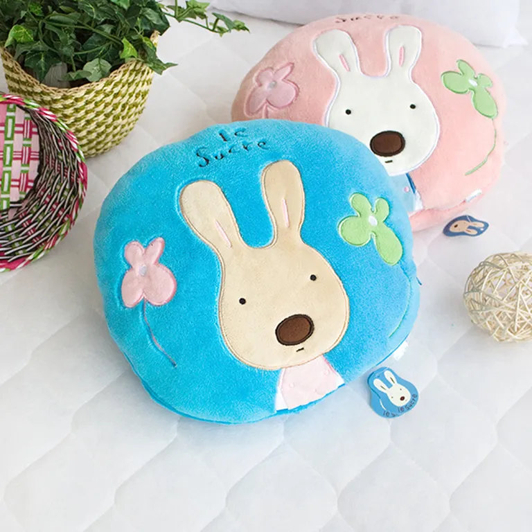 Sugar Rabbit - Round Blue - Blanket Pillow Cushion / Travel Pillow Blanket (25.2 by 37 inches) Photo 1