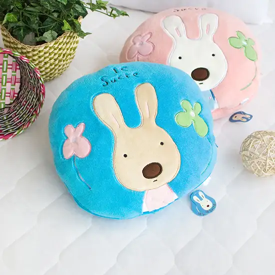 Sugar Rabbit - Round Blue -  Blanket Pillow Cushion / Travel Pillow Blanket (25.2 by 37 inches) Photo 1