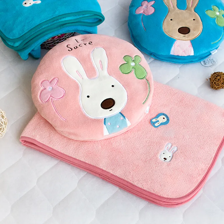 Sugar Rabbit - Round Pink01 - Blanket Pillow Cushion / Travel Pillow Blanket (25.2 by 37 inches) Photo 3