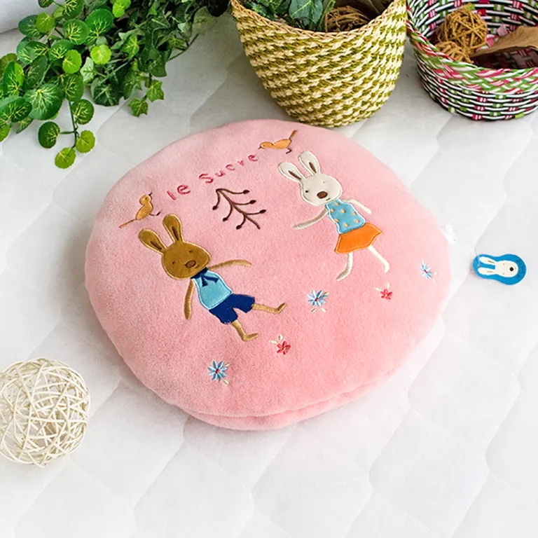 Sugar Rabbit - Round Pink02 - Blanket Pillow Cushion / Travel Pillow Blanket (31.5 by 43.3 inches) Photo 1