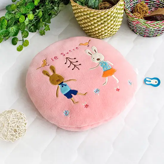 Sugar Rabbit - Round Pink02 -  Blanket Pillow Cushion / Travel Pillow Blanket (31.5 by 43.3 inches) Photo 1