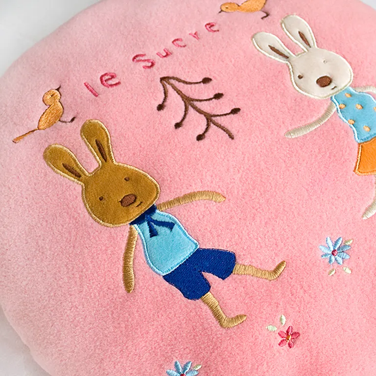 Sugar Rabbit - Round Pink02 - Blanket Pillow Cushion / Travel Pillow Blanket (31.5 by 43.3 inches) Photo 2