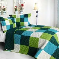 Photo of Summer Creek - 3PC Vermicelli-Quilted Patchwork Quilt Set (Full/Queen Size)