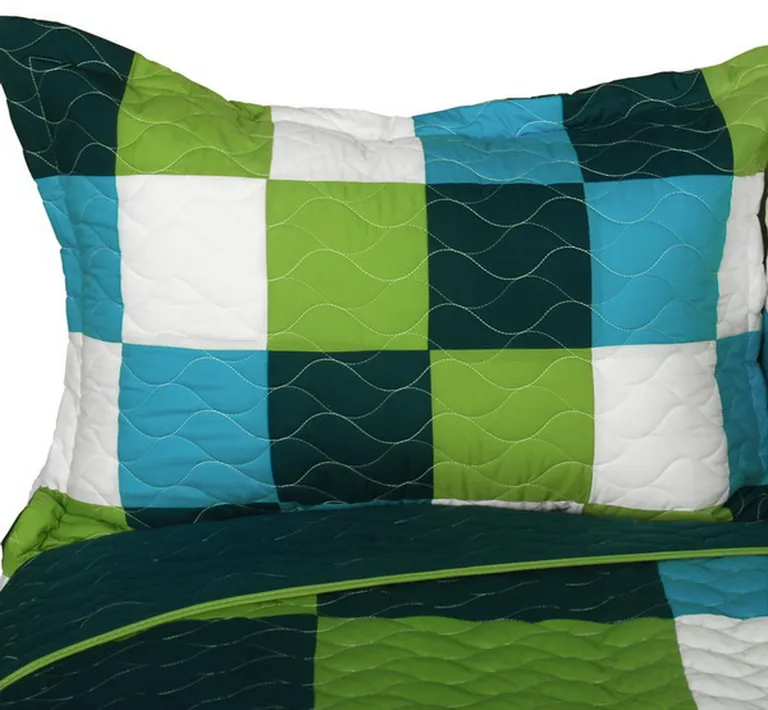 Summer Creek - 3PC Vermicelli-Quilted Patchwork Quilt Set (Full/Queen Size) Photo 2