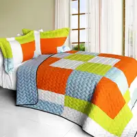 Photo of Sun Prairie - Brand New Vermicelli-Quilted Patchwork Quilt Set Full/Queen