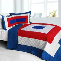 Photo of Sun's Passion - Vermicelli-Quilted Patchwork Geometric Quilt Set Full/Queen