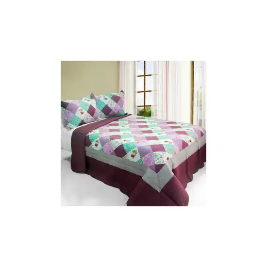 Sweet Dream -  Cotton 3PC Vermicelli-Quilted Printed Quilt Set (Full/Queen Size) Photo 2