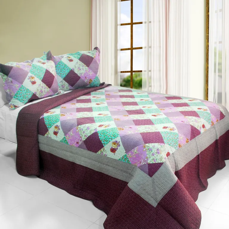 Sweet Dream - Cotton 3PC Vermicelli-Quilted Printed Quilt Set (Full/Queen Size) Photo 1