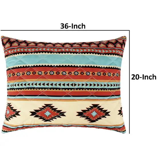 Tagus 36 Inch King Pillow Sham, Natural Southwest Patterns, Side Zippers Photo 5