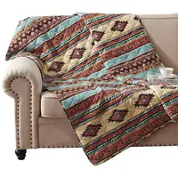 Photo of Tagus 60 Inch Throw Blanket, Natural Southwest Patterns, Machine Quilted