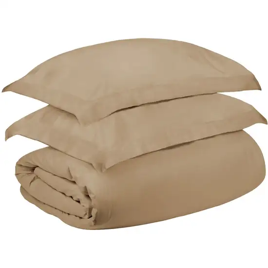 Tan King Cotton Blend 1000 Thread Count Washable Duvet Cover Set Photo 3