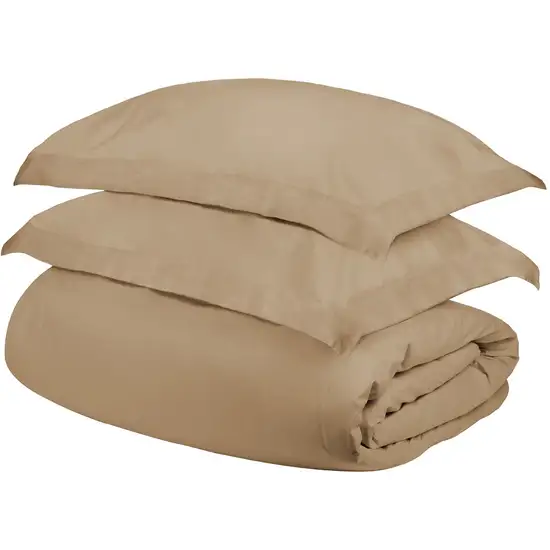 Tan King Cotton Blend 1000 Thread Count Washable Duvet Cover Set Photo 1