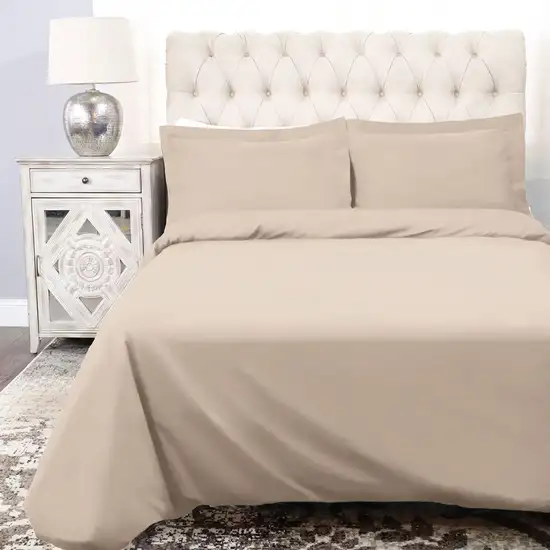 Tan Queen 100% Cotton 300 Thread Count Washable Duvet Cover Set Photo 1