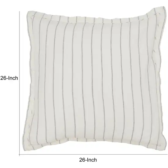 Tara 26 Inch Linen Square Euro Pillow Sham with Woven Stripe Design Photo 5