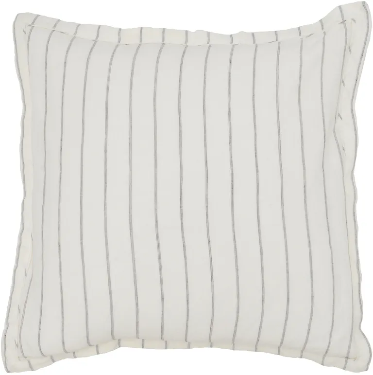 Tara 26 Inch Linen Square Euro Pillow Sham with Woven Stripe Design Photo 1