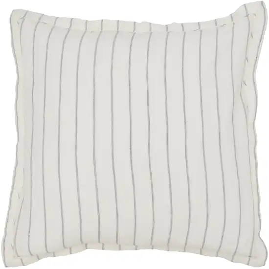 Tara 26 Inch Linen Square Euro Pillow Sham with Woven Stripe Design Photo 1