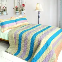 Photo of Tasty Dessert - 3PC Vermicelli-Quilted Patchwork Quilt Set (Full/Queen Size)