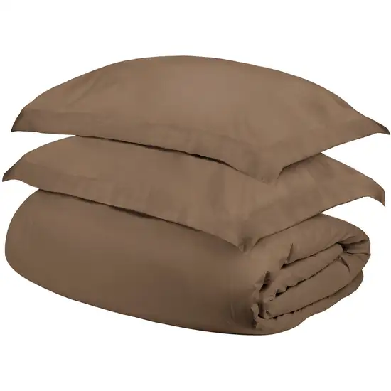 Taupe  Cotton Blend 300 Thread Count Washable Duvet Cover Set Photo 1