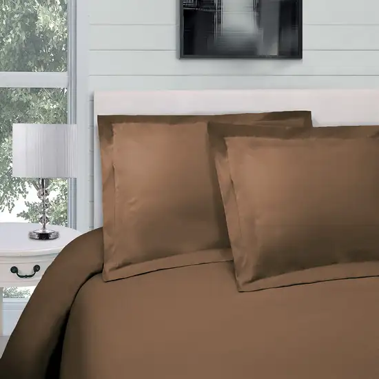 Taupe  Cotton Blend 300 Thread Count Washable Duvet Cover Set Photo 4