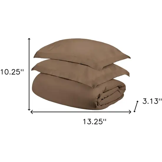 Taupe King Cotton Blend 400 Thread Count Washable Duvet Cover Set Photo 5