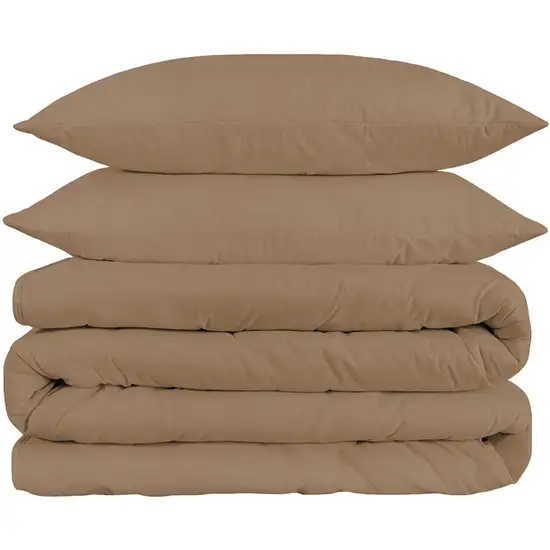 Taupe Queen Cotton Blend 1500 Thread Count Washable Duvet Cover Set Photo 1