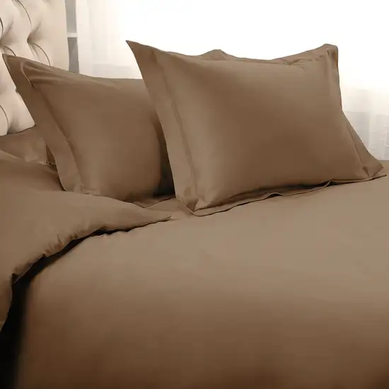 Taupe Queen Cotton Blend 1500 Thread Count Washable Duvet Cover Set Photo 2