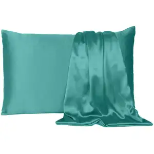 Photo of Teal Dreamy Set Of 2 Silky Satin King Pillowcases