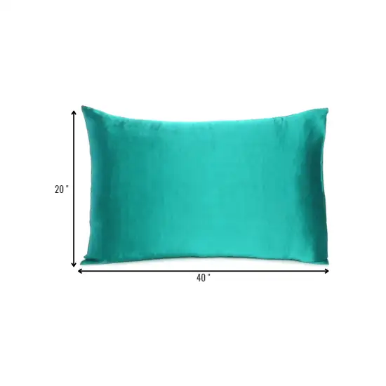 Teal Dreamy Set Of 2 Silky Satin King Pillowcases Photo 8