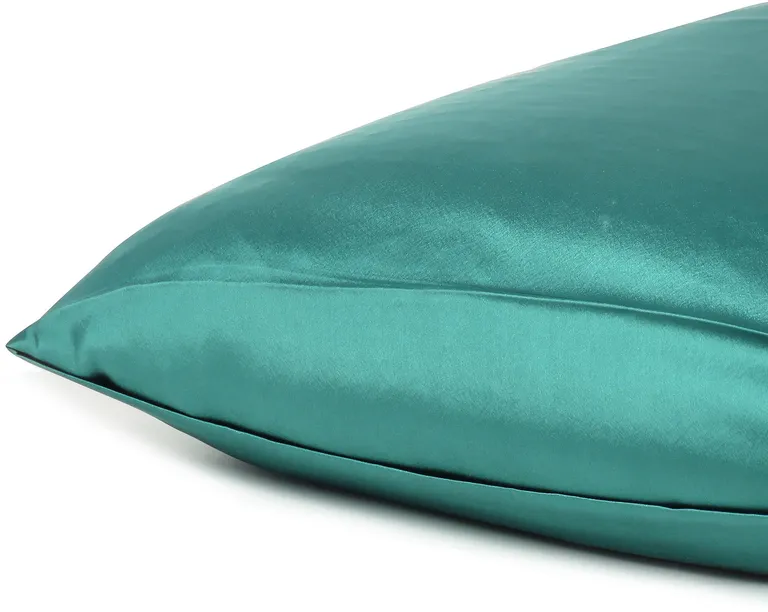 Teal Dreamy Set Of 2 Silky Satin King Pillowcases Photo 5