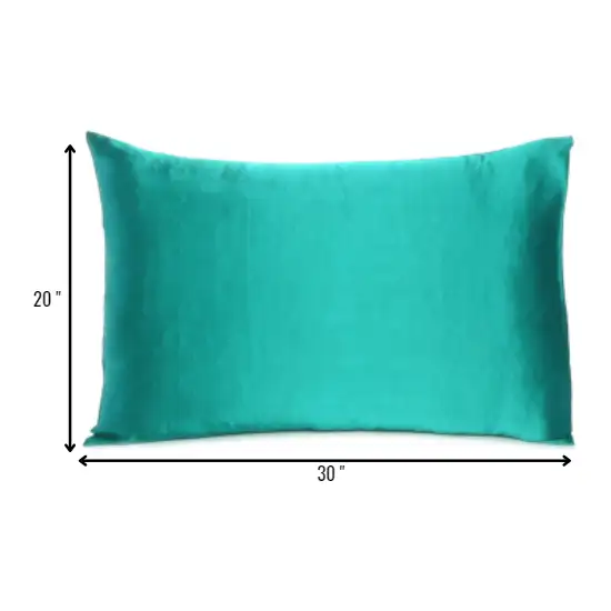 Teal Dreamy Set Of 2 Silky Satin Queen Pillowcases Photo 7