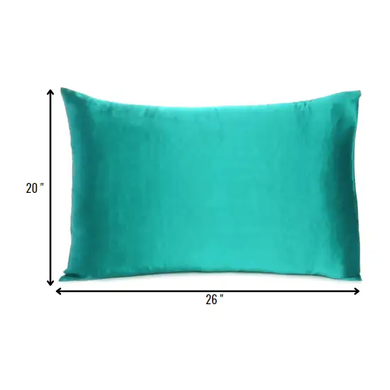 Teal Dreamy Set Of 2 Silky Satin Standard Pillowcases Photo 8