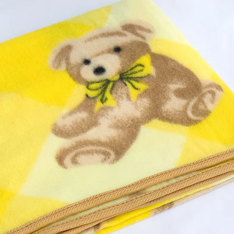Teddy Bear - Yellow - Korean Coral Fleece Mini Baby Throw Blanket (27.6 by 38.6 inches) Photo 2