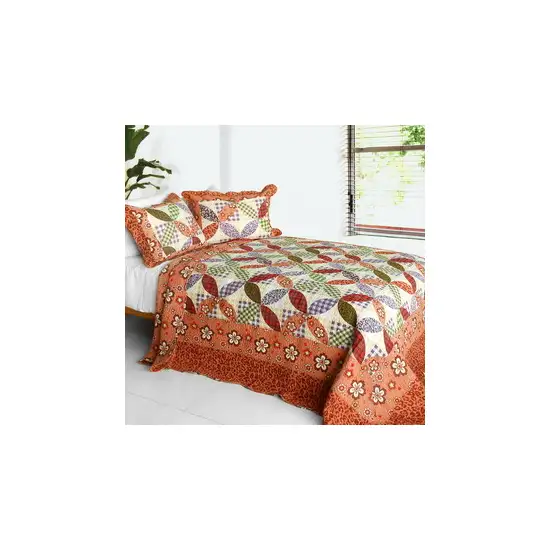 Temptation of an Angel -  3PC Cotton Contained Vermicelli-Quilted Patchwork Quilt Set (Full/Queen Size) Photo 1