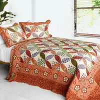 Photo of Temptation of an Angel - 3PC Cotton Contained Vermicelli-Quilted Patchwork Quilt Set (Full/Queen Size)