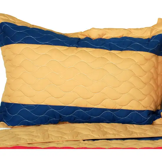 Tender Night -  3PC Vermicelli-Quilted Patchwork Quilt Set (Full/Queen Size) Photo 2