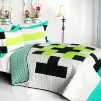 Photo of Tetris - C - Vermicelli-Quilted Patchwork Geometric Quilt Set Full/Queen