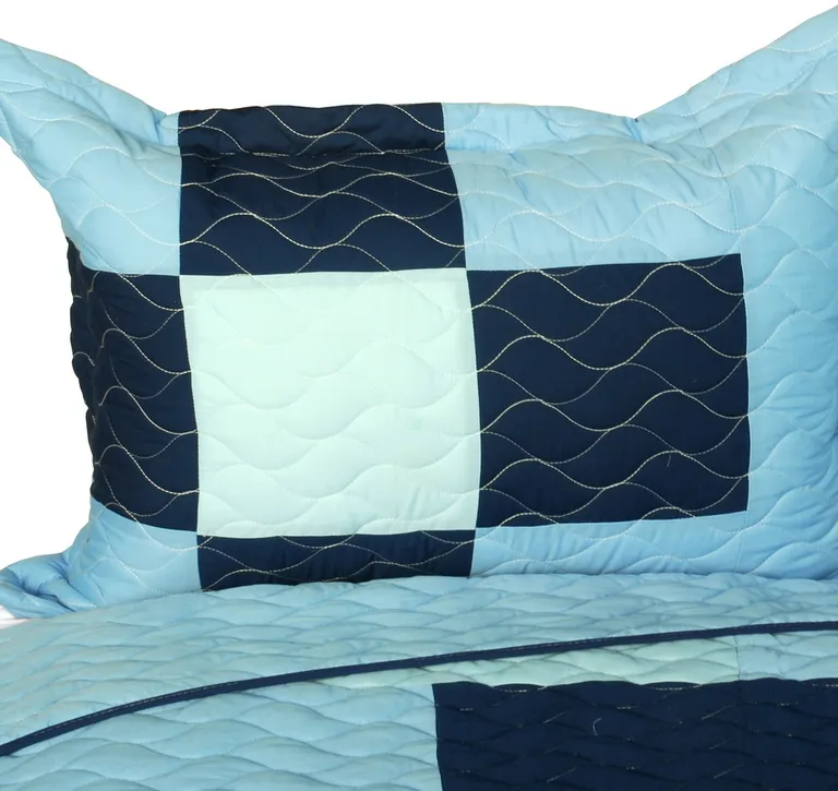 The Game - Vermicelli-Quilted Patchwork Plaid Quilt Set Full/Queen Photo 2