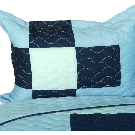 The Game -  Vermicelli-Quilted Patchwork Plaid Quilt Set Full/Queen Photo 2