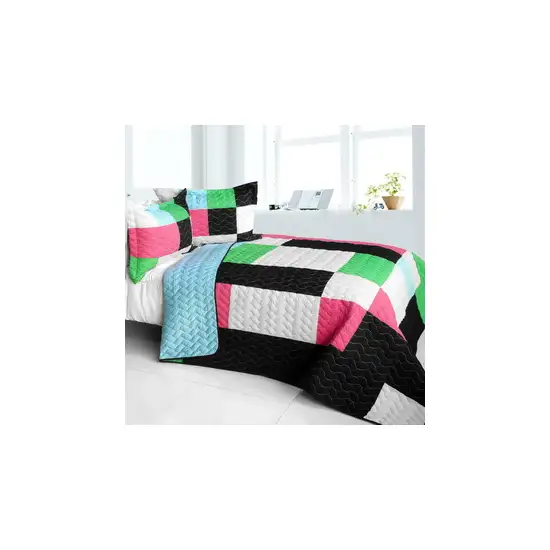 Throb of Encounters -  3PC Vermicelli - Quilted Patchwork Quilt Set (Full/Queen Size) Photo 2