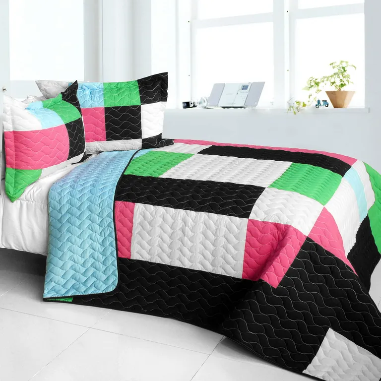 Throb of Encounters - 3PC Vermicelli - Quilted Patchwork Quilt Set (Full/Queen Size) Photo 1