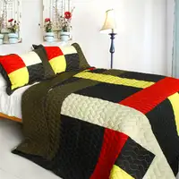 Photo of Time and Tide - 3PC Vermicelli-Quilted Patchwork Quilt Set (Full/Queen Size)